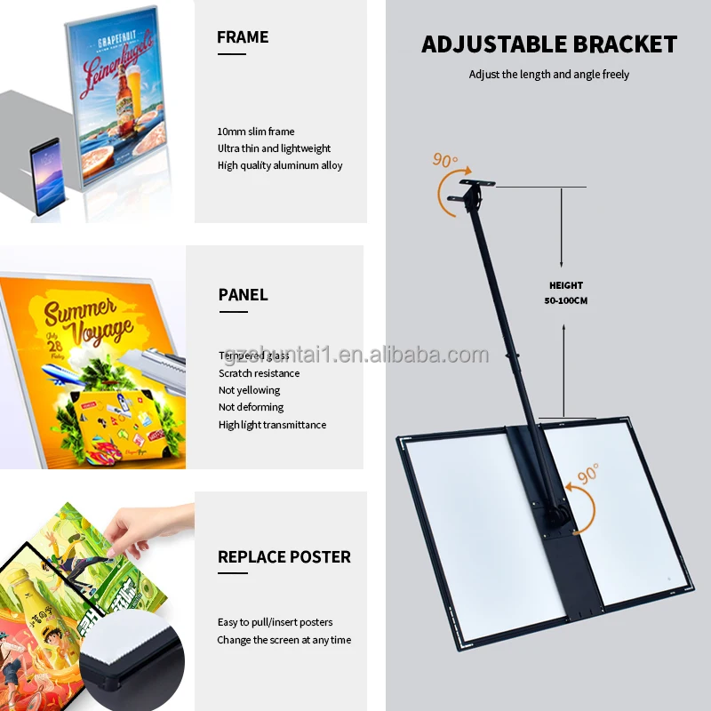Fast Food Cafe Illuminated LED Menu Board Display Aluminum Frame with Acrylic PVC Backlit Advertising Light Box Ordering Food