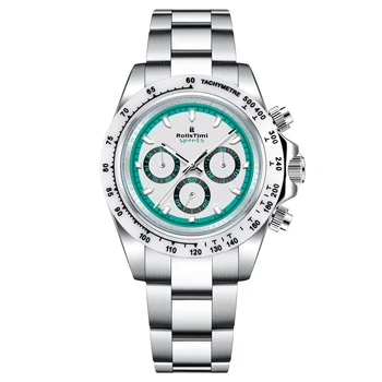 2024 RollsTimi New White Green Sapphire Glass Fashion Men's Mechanical Watch Stainless Steel Sport 30m  Waterproof Watch RT-137
