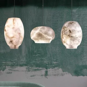 Natural Snowflake Marble Chandelier Modern Restaurant Bar Lighting Designer High-end Copper LED Adjustable Height Dimmable