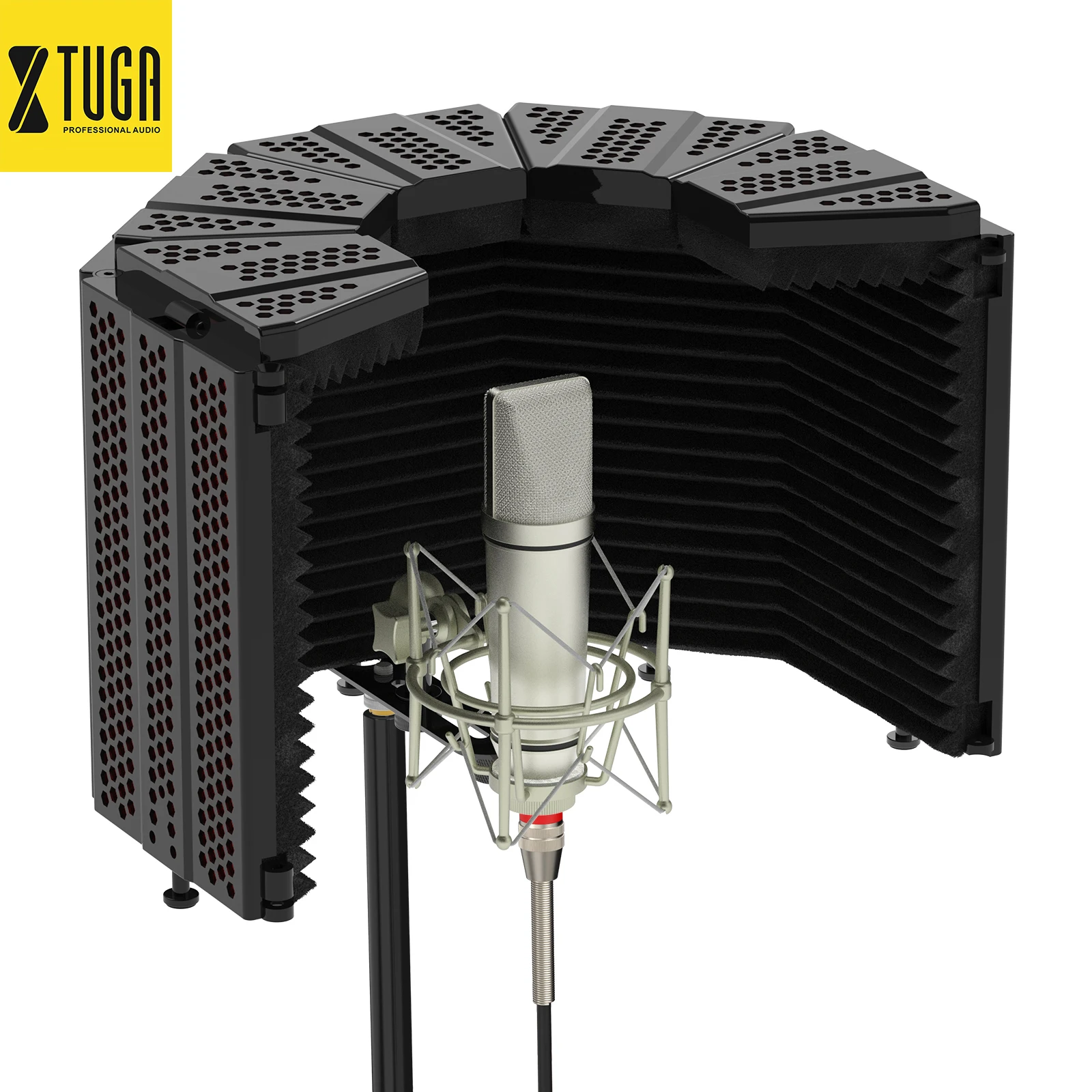 Microphone Isolation Shield Xtuga 5 Foldable Absorbing Foam Reflector Folding Panel Music Studio Equipment