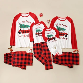 New Girls Pajamas Boys Sleepwear Cartoon Kids Christmas Matching Pajamas Family Christmas Pjs Family Cotton Plaid