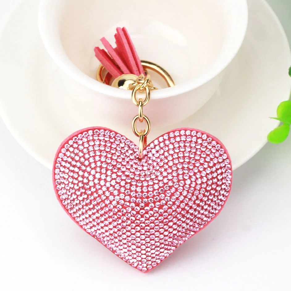 Rhinestone Plush Heart Bag Charm or Keychain Holder Featurin (750230)