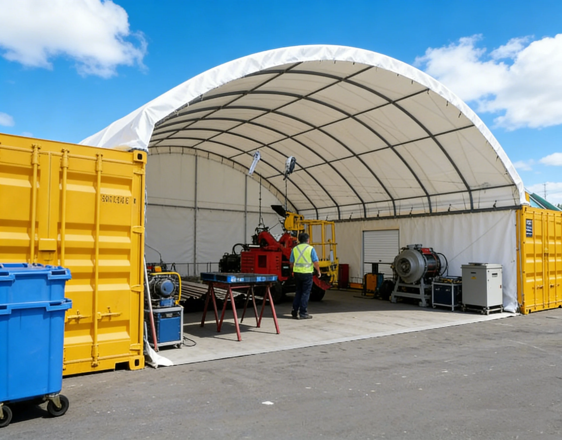 Container Shelter , Industrial Storage Shelter, Container Canopy, Warehouse Tent, Round Arched Hall