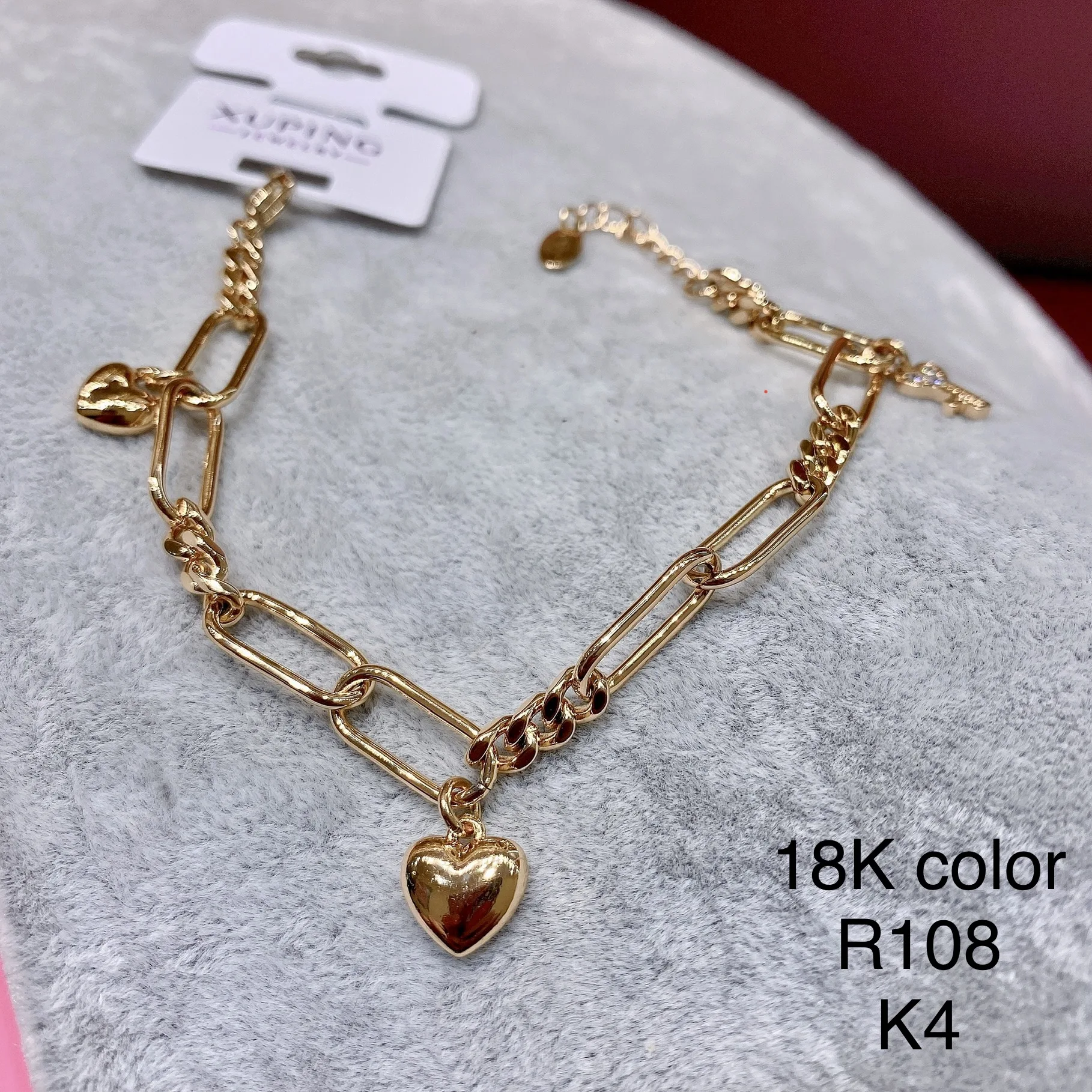 212 Xuping Jewelry Factory Heart Flower Star Bow Butterfly Bridal Wedding Fashion Dubai 24k 18k Gold Plated Women Charm Bracelet