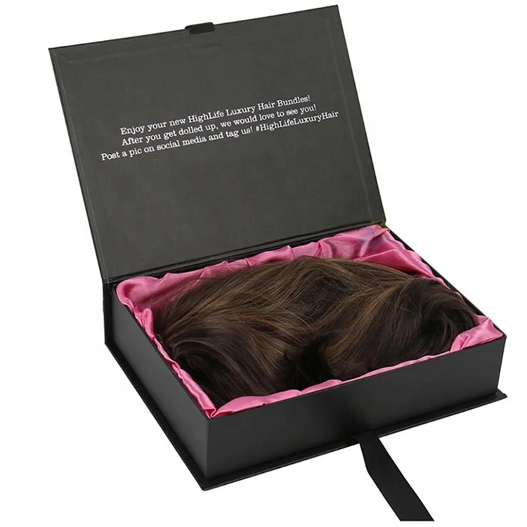 Factory luxury custom logo weave bundle hair extension wig packaging boxes