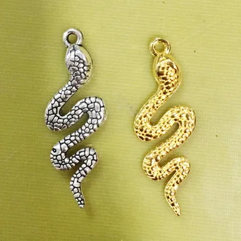 AA018291 15*42mm Snake Metal Charms Pendant Handmade DIY Necklace Earring For Jewelry Making Accessories