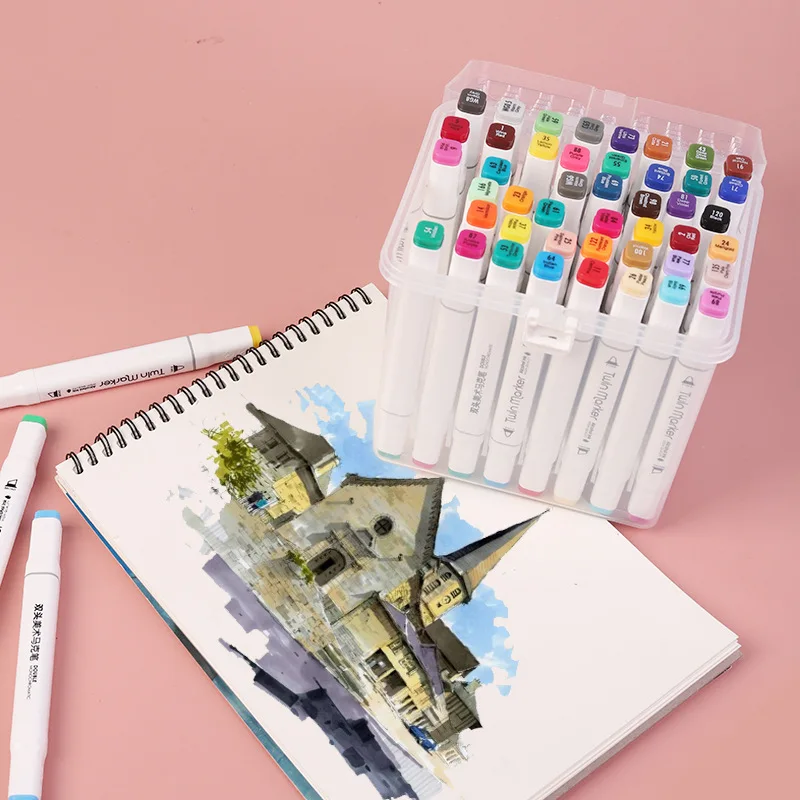 Двусторонний художественный маркер для рисования студенческие канцелярские маркеры разноцветные граффити набор маркеров