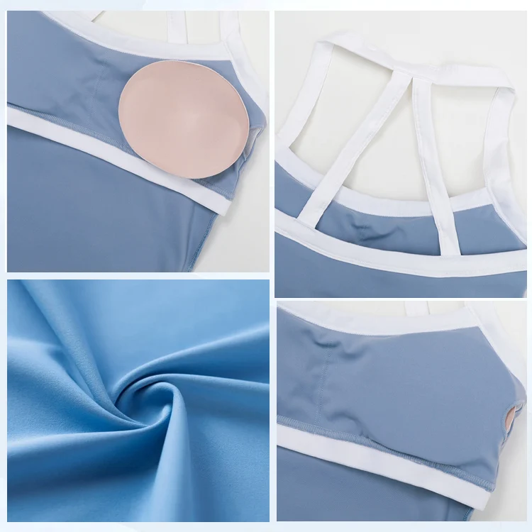 Custom Contrasting Colors Yoga Wear Pilates Recycled Fabric Quick Dry Tights Tummy Control Gym Shorts Bra Leisurewear — detail