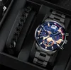 3 black blue watch + black bracelet
