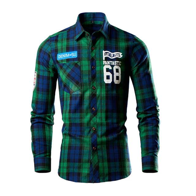 Fashion Brand's Breathable Long-Sleeved Casual Plaid Shirts 100% Cotton Sustainable for Men and Women