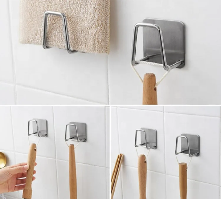 Sink Sponges Holder Self Accessories Storage Organizer Adhesive Drain Drying Rack Wall Hooks Kitchen Stainless Steel Household manufacture