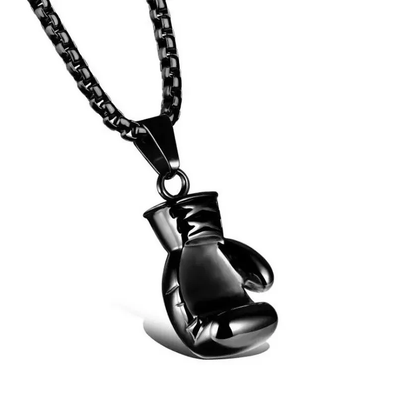 Guantoni da boxe a fora di ciondolo collare in acciaio oro argento Guantoni da boxe a fora di ciondolo collare in acciaio oro argento