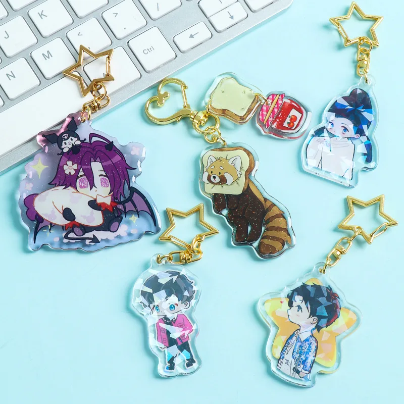 Factory Custom Clear Anime Acrylic Keychain Kawaii Keychain Printed Cute Acrylic Charms Keychain With Glitter supplier