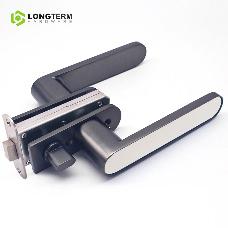Zinc Alloy Bathroom Privacy Keyless Entry Door Lock Leather Lever Handle Black Interior Door Handle Magnetic Lock for Door
