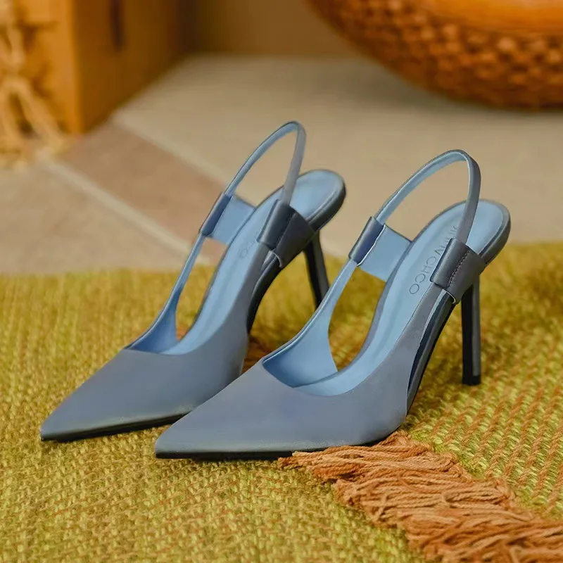 2023 New fairy high heels female pointy French stiletto Mueller shoes women's casual outside wear baotou sandals