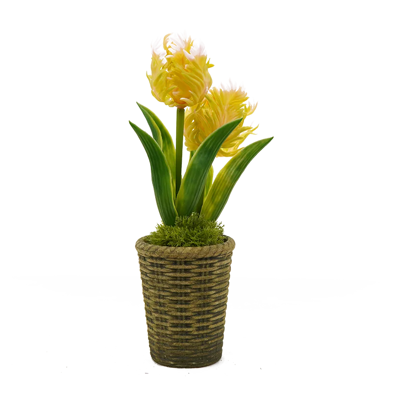 Artificial Flower With Vase Silk Flower In Ceramics Pot Faux Flower