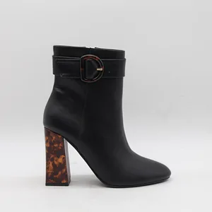 BUSY GIRL HQ1103 Custom Ankle Boots Women Pointed Toe with Side Zipper Black Women's Ankle Boots Warm Square Heel Boots