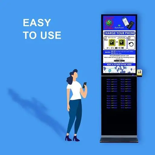Digital Signage Ad Screen Shared Portable Phone Charger Sharing Power Bank Rental Station with POS Vending Machine