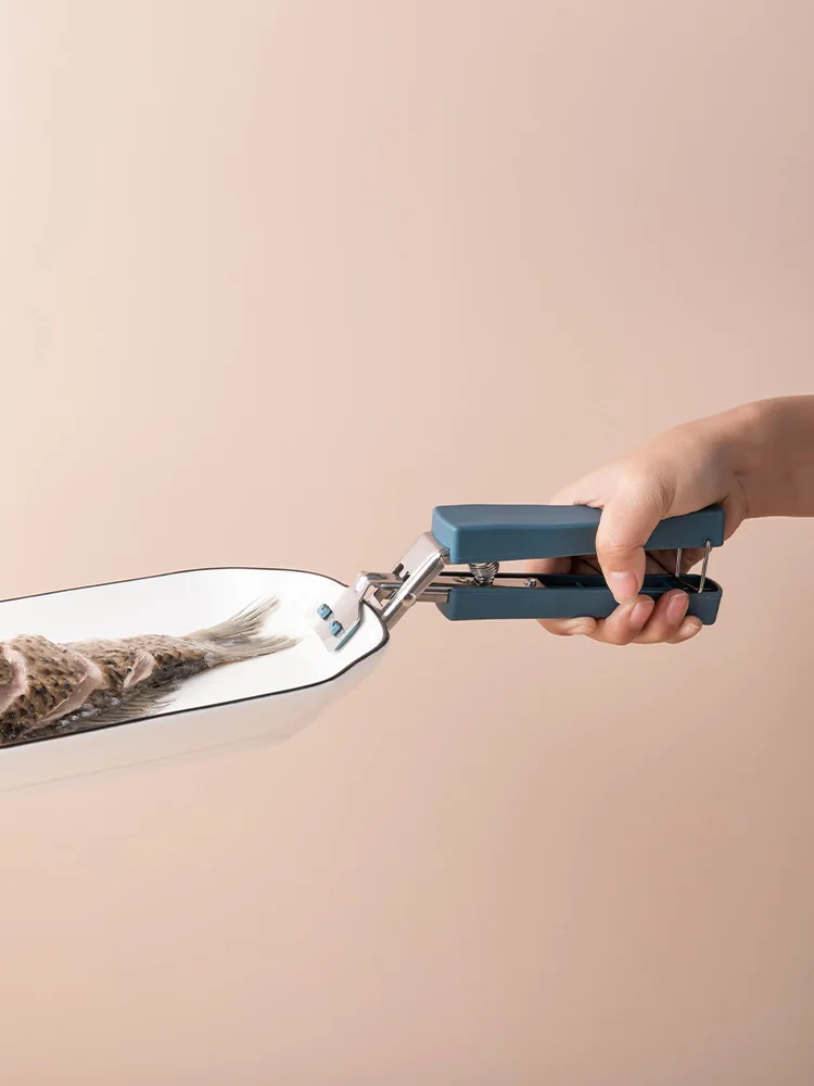 Silicone Kitchen Hot Plate Gripper Stainless Steel Bowl Clips Non-Scalding BBQ Cooking Grilling Locking Tongs Bowl Clip supplier