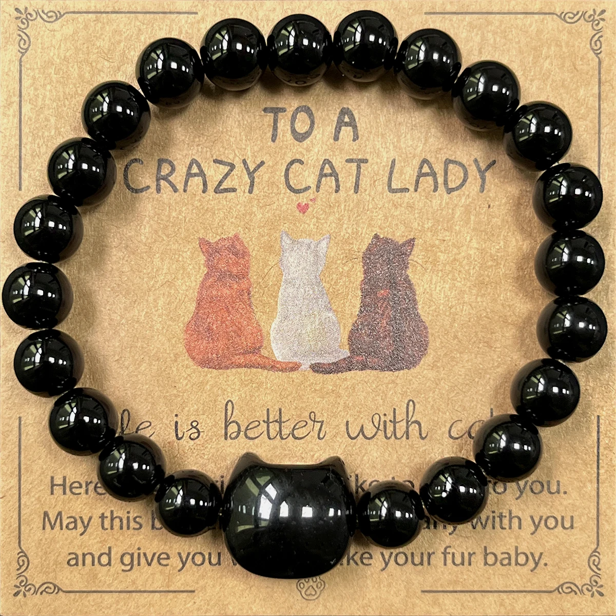 Braccialetto con gatto, idea regalo per donne e uomini