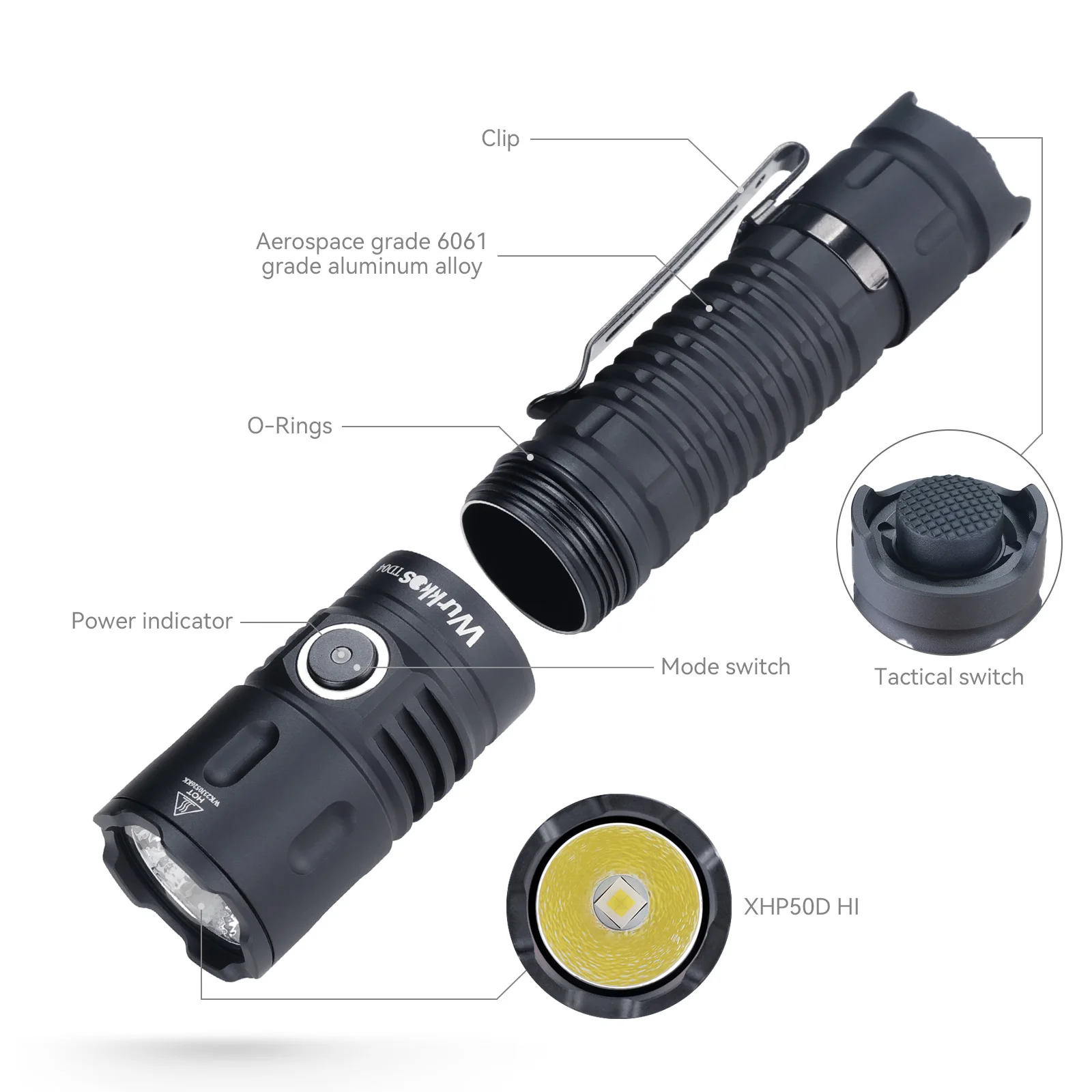 Wurkkos Td04 Powerful Xhp50d Hi 3000lm Throw 295m Tactical Edc Torch ...