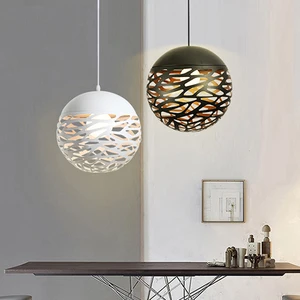 American Modern Minimalist Chandelier Round Hollow Iron Lampshade Single Head Decor Lighting for Home Chandelier Pendant Light
