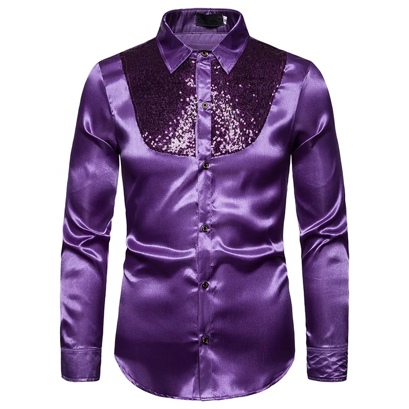 mens glitter dress shirts Small Black Sequin Shirt
