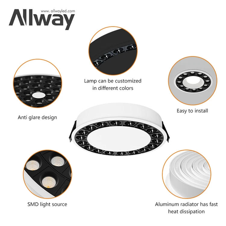 ALLWAY Modern Design CCT SMD Round Circular Ceiling Recessed Spot Down Light 8 15 20 30 W LED Downlights
