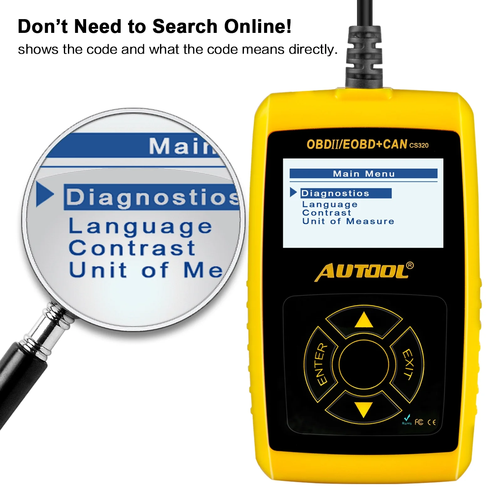 Autool Cs320 Obd2 Automotive Scanner Obd 2 Ii Auto Vehicle Scan Diagnostic Tool Car Code Reader