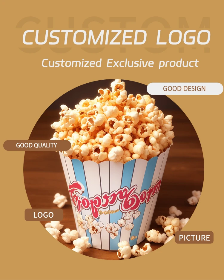 Disposable Food Grade Packaging Buckets Custom Logo Printed Popcorn Cup