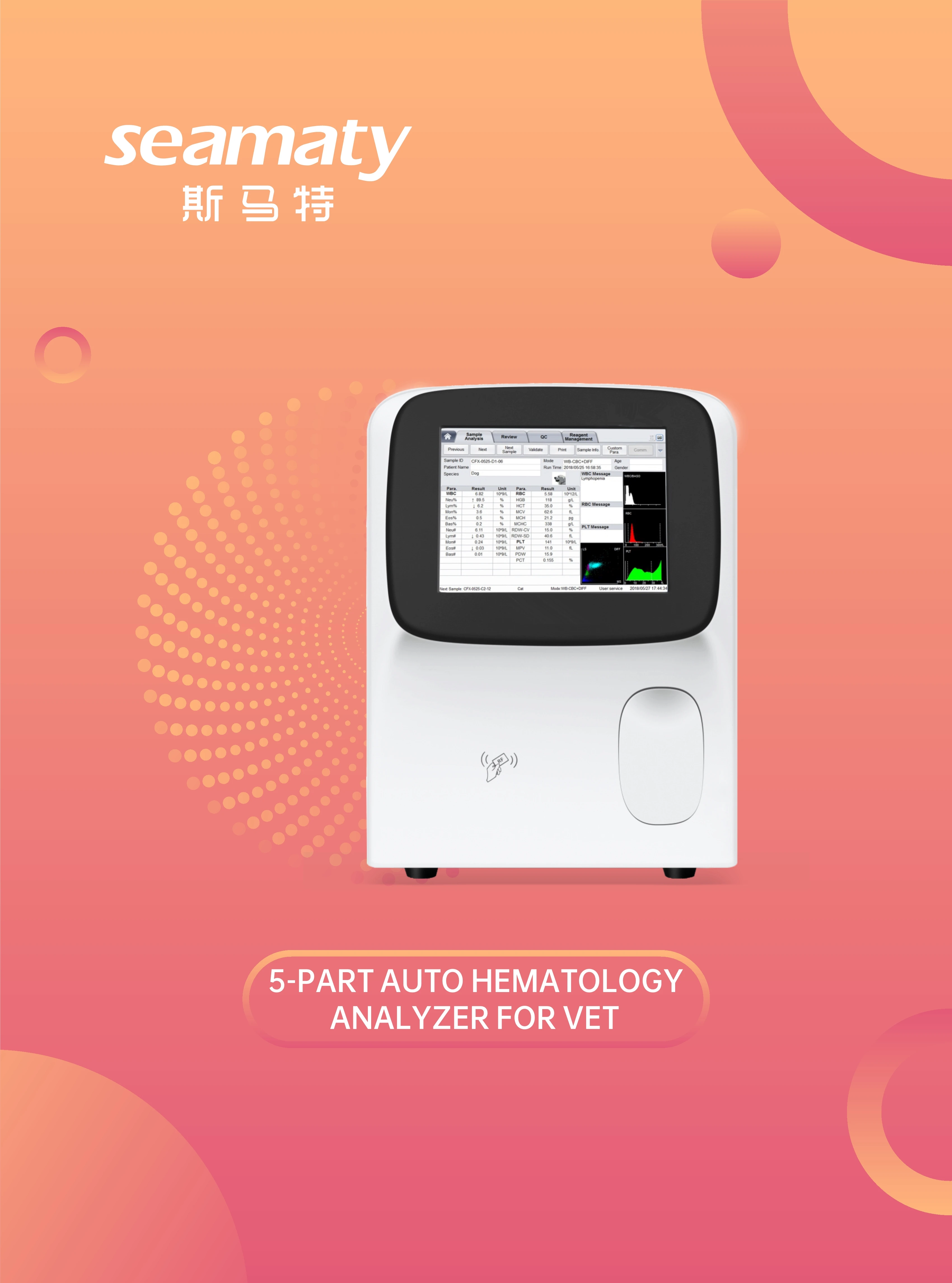Fully Auto Veterinary Hematology Analyzer blood 5 Part, Clinical Analytical Instruments