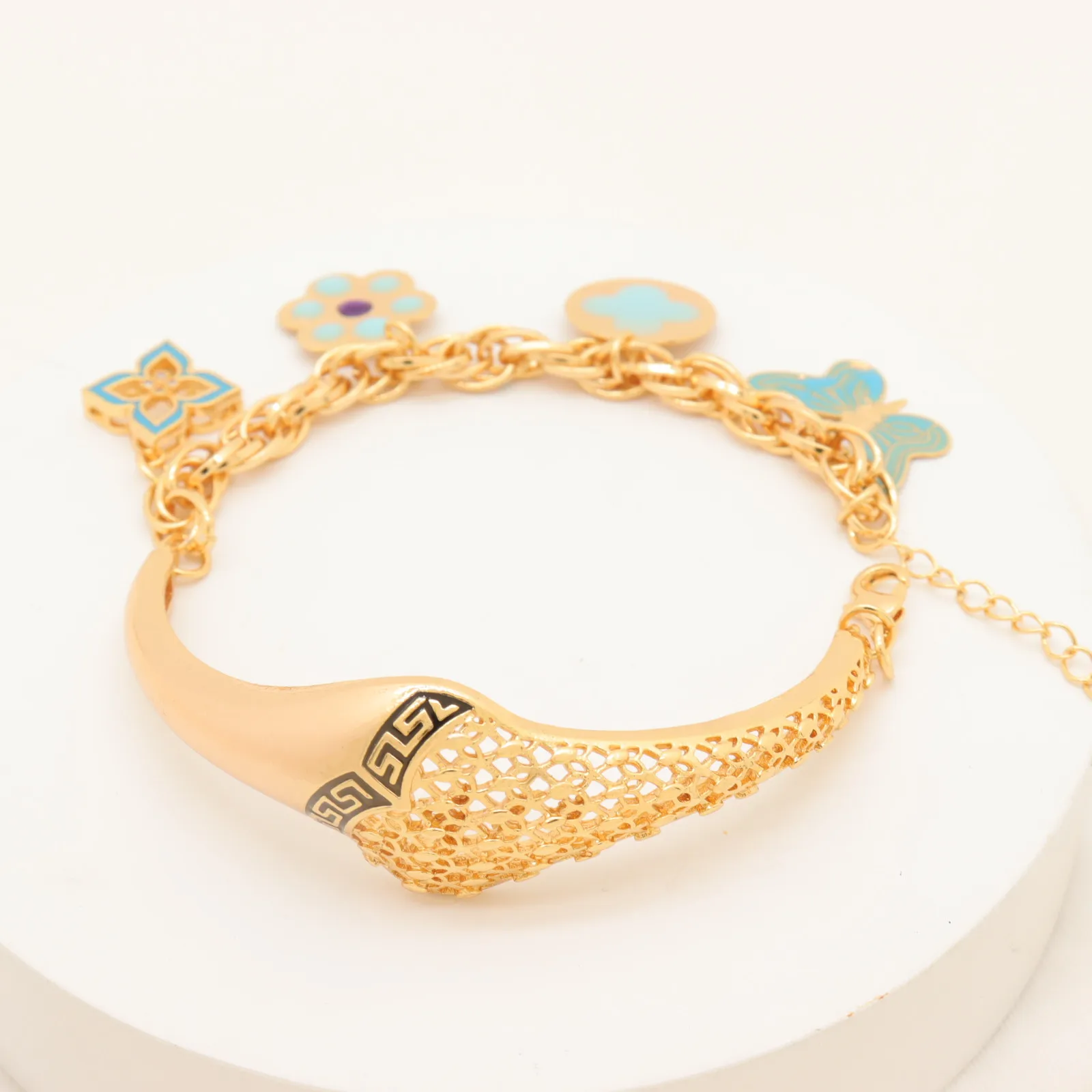 Saudi Arabian 24k Gold Plated Drip Painting Oil Bracelet Bangles