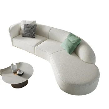Soft round modern design sofa couch L shape cashmere Wool white luxury Modern sofa