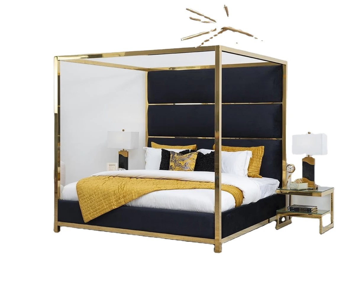 4 Four Poster Metal Canopy Beds Full Gold White Twin Black Queen King Size Canopy Bed Frame