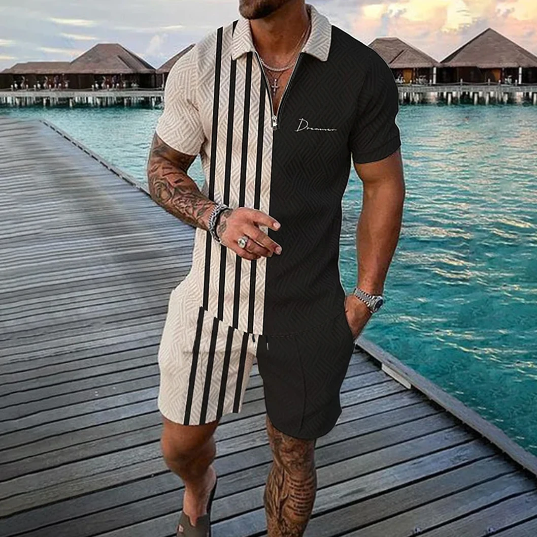Brand New Zipper Polo For Men Men's Summer Clothing Jogger 2 Pieces ...