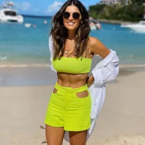 2025 Designer Custom Women's Sexy High Rise Two Piece Bikini Swimwear with Scoop Neckline Removable Padded & Seamless