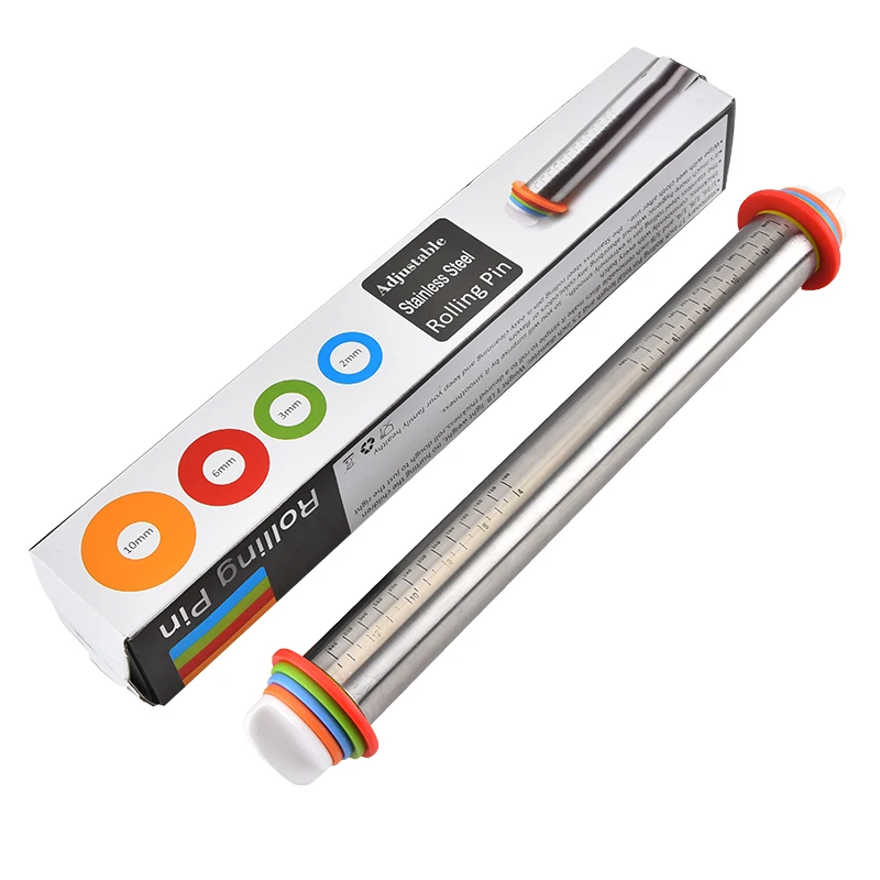 Инструмент для выпечки 16 дюймов Скалка из нержавеющей стали 4 размера регулируемая толщина съемные