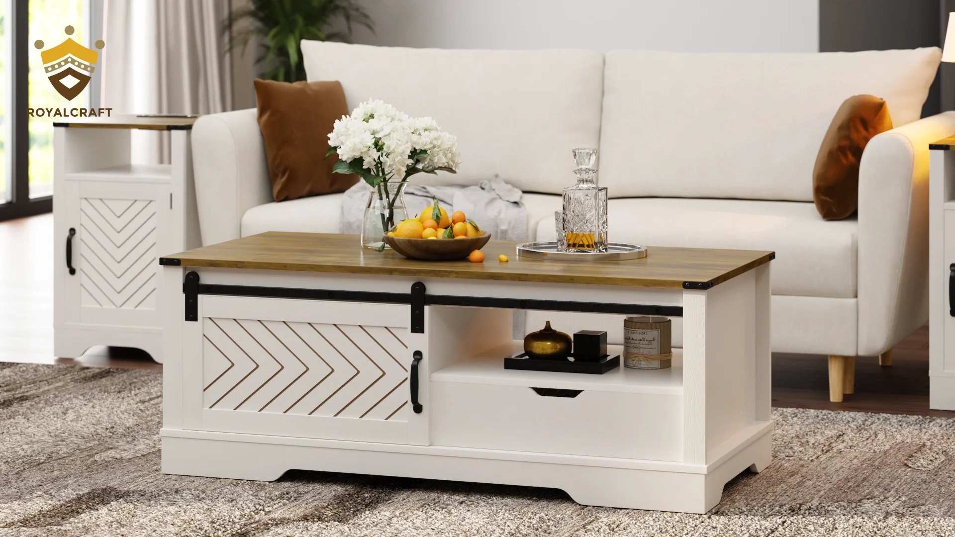 Wholesale Modern Small Coffee Table White Wood Living Room Sofa Side