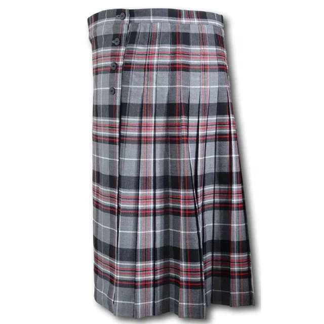 top pleated tartan kilt skirt grey color many sizes school