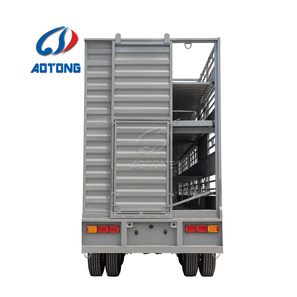 Steel Livestock Trailer Truck 3 Axle Sheep and Cattle Transporter with Fence Semi Trailer for Animal Transport