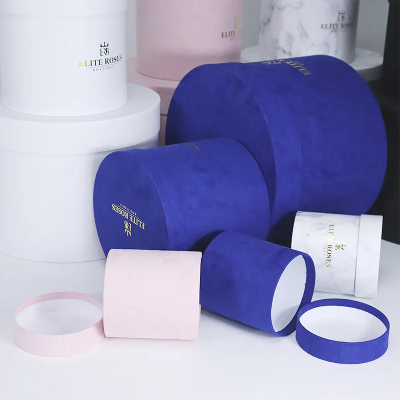 Wholesale Color Velvet Round Dry Flower Box Rose Gift Boxes Valentine's ...