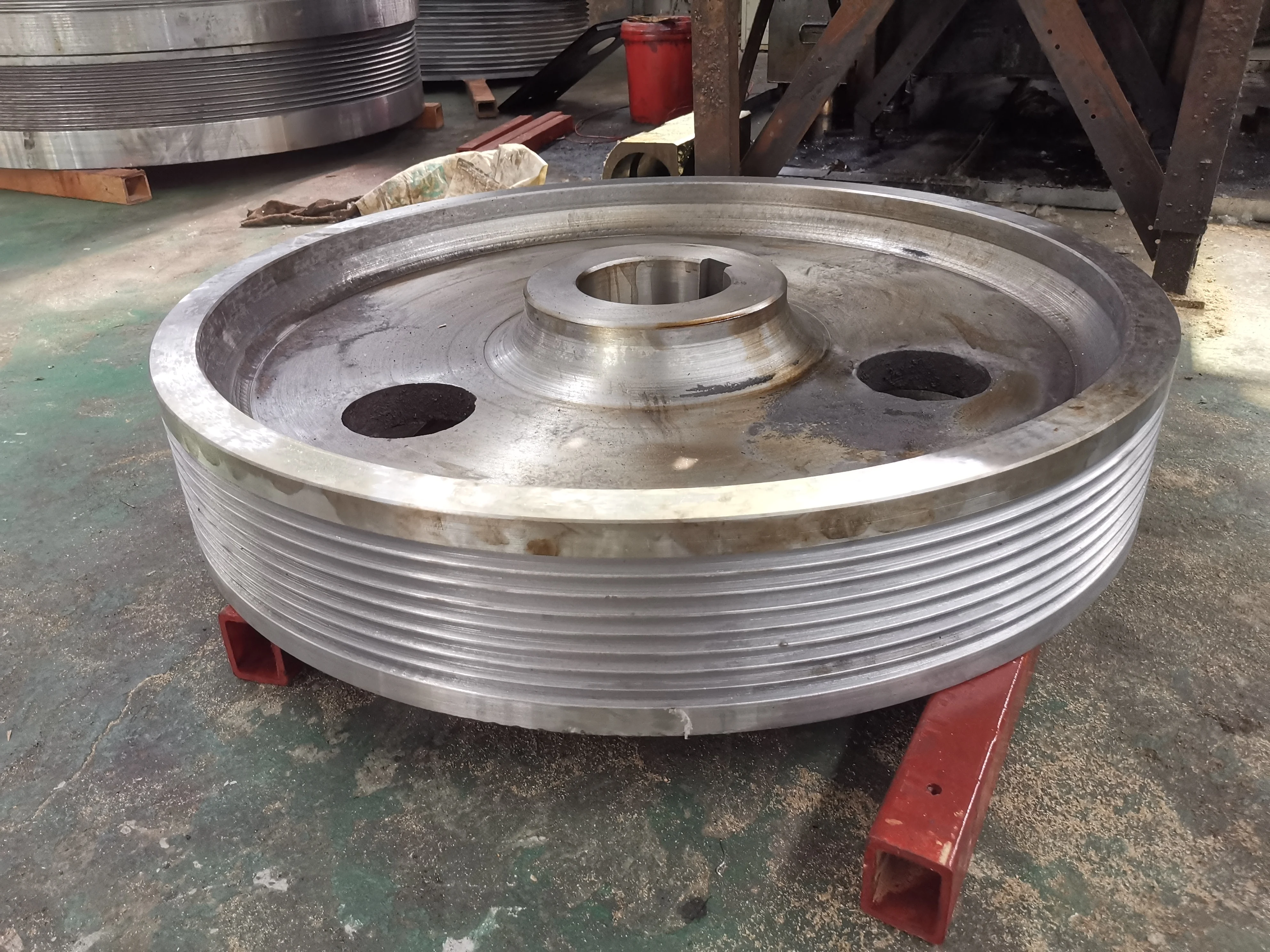 Casting Parts Custom Casting Steel  Head  4 Wheel Sheave/ Wire Rope Sheave Pulley for Mine Hoist