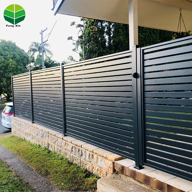 Slats Fence Panels Waterproof Customized Garden Fence Panels Metal Horizontal Aluminum 5 Pro Mobile 1 Set or 5 Square Meters