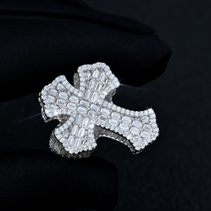 High Quality D Color Silver 925 Moissanite Cross Ring Full Iced Out Diamond Jewelry for Women and Men