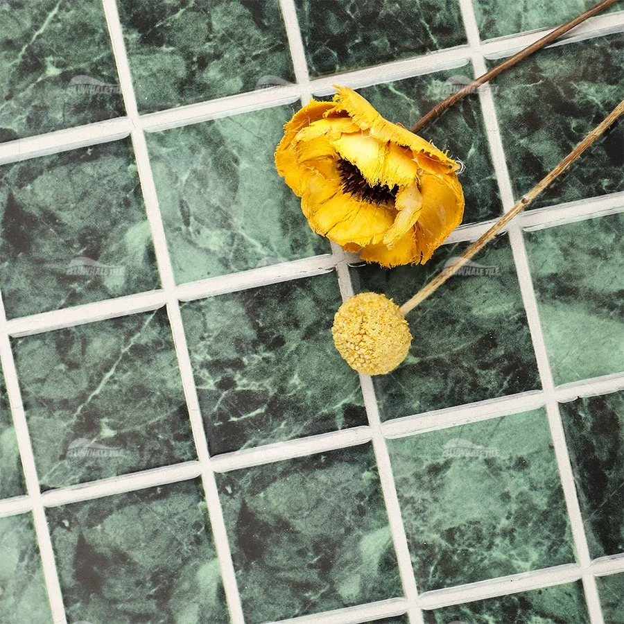 Inkjet 2x2 Marble Pattern Waterfall Spa Bathroom Wall Decor Foshan Ceramic Porcelain Green Mosaic Pool Tiles Stone Look