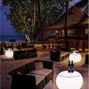 Outdoor Wedding Beach Patio Round Lighting Cocktail Table for Event Bar Modern Light-up Color-changing Furniture