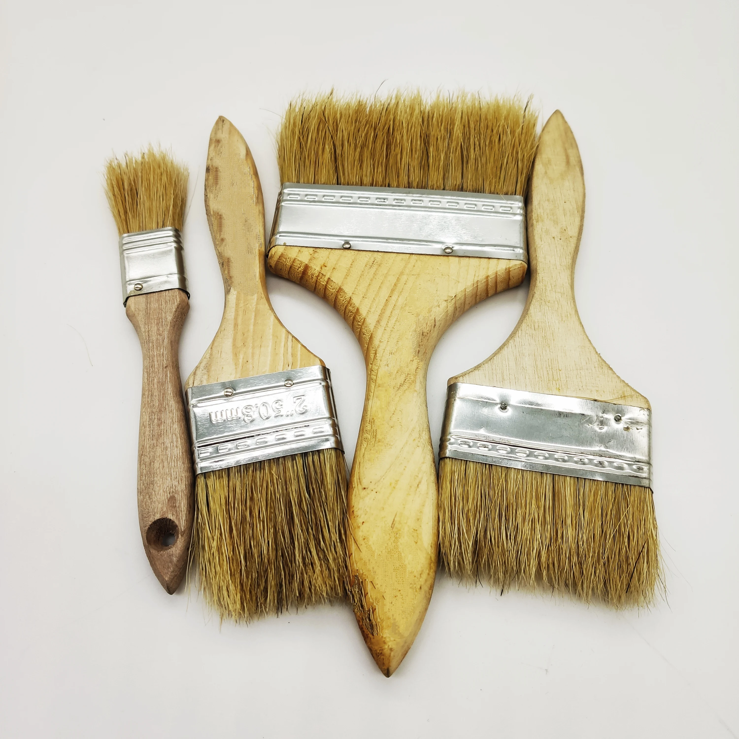 Best selling custom size household pure bristle wooden handle paint brush for wall