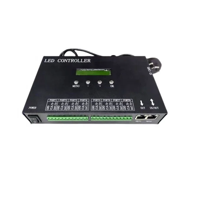 H807SA ARTNET SD Card Online Offline LED BUILD Studio DMX Console 8 Outputs PC 2811 2812 512 RGB RGBW Pixel Led Controller