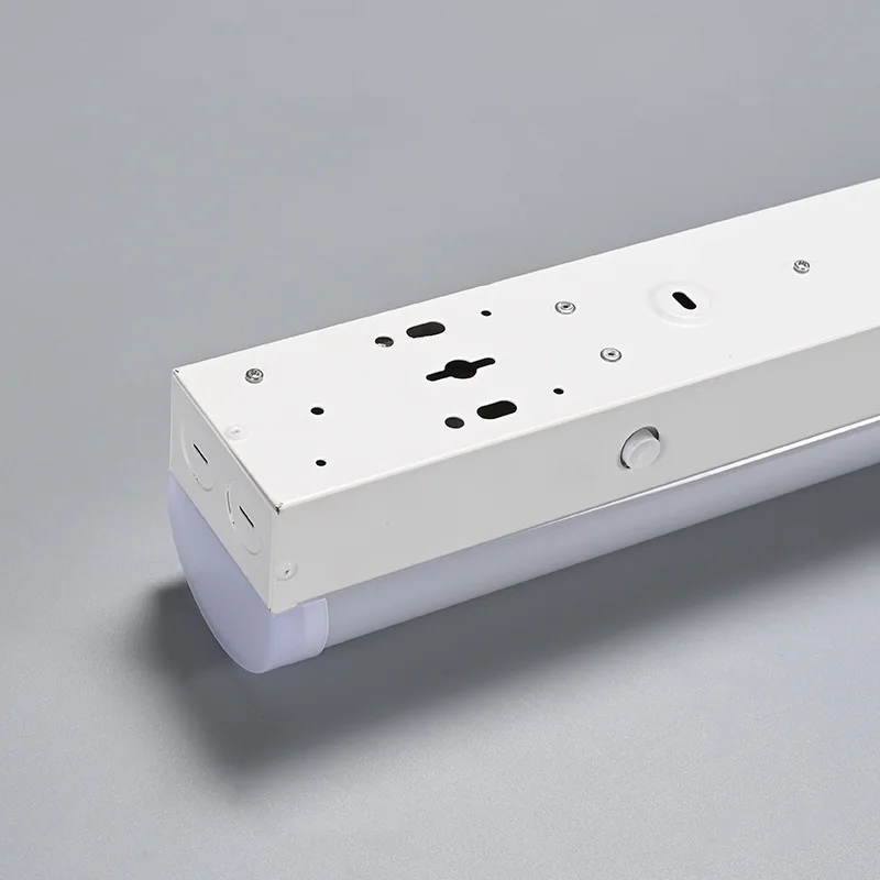 LED сызықтық шамы, АҚШ стандарты бойынша ETL және FCC сертификаттарымен расталған, жоғары жарықтылықты ABS материалды, IP54 дәрежесіндегі, Ra90 индексі бар офис пен коммерциялық мақсатта пайдаланылатын ілінбеген шам