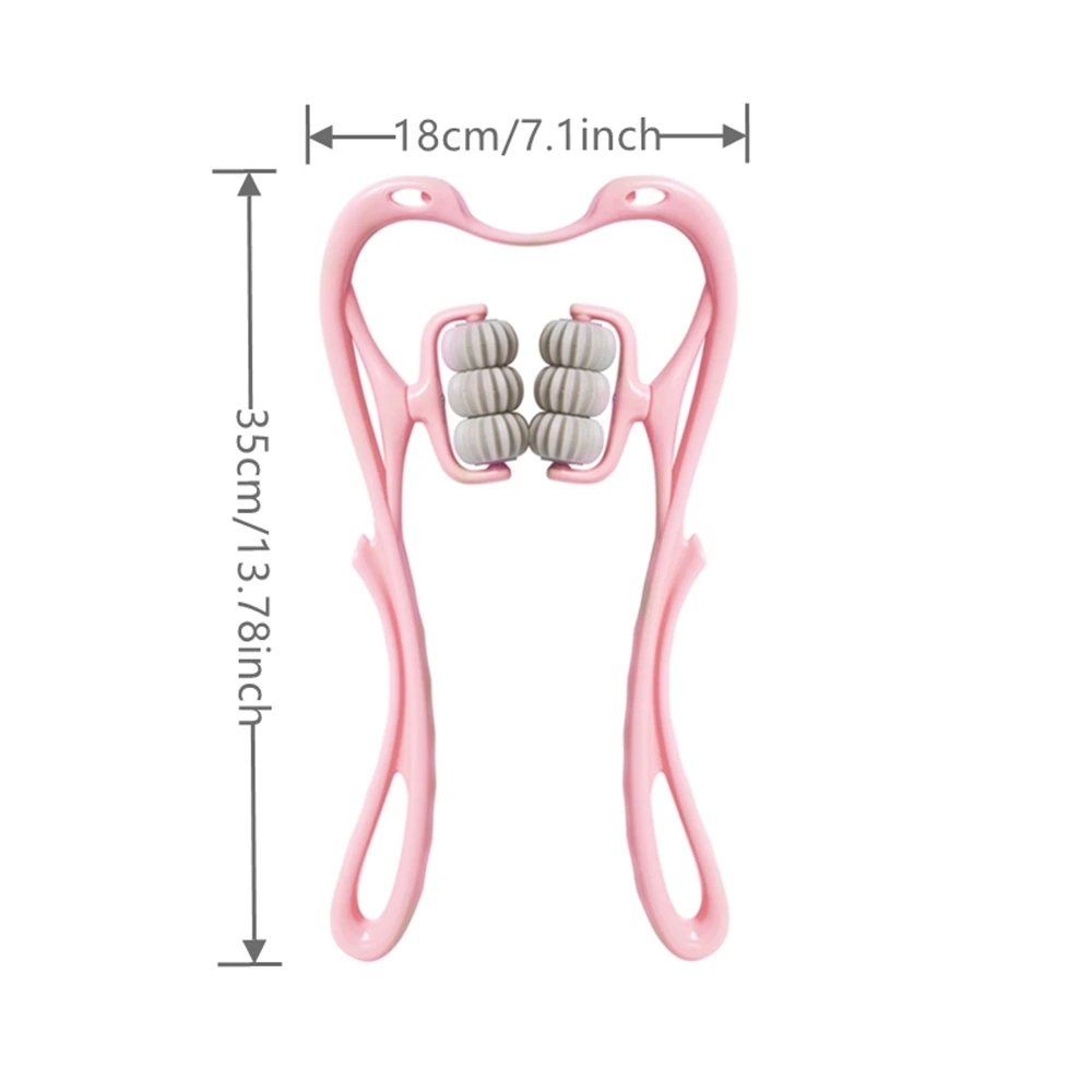 Custom Logo Portable Manual Neck Massager Roller Tool PP TPR Handheld 6 Wheel Pressure Point Neck Massager